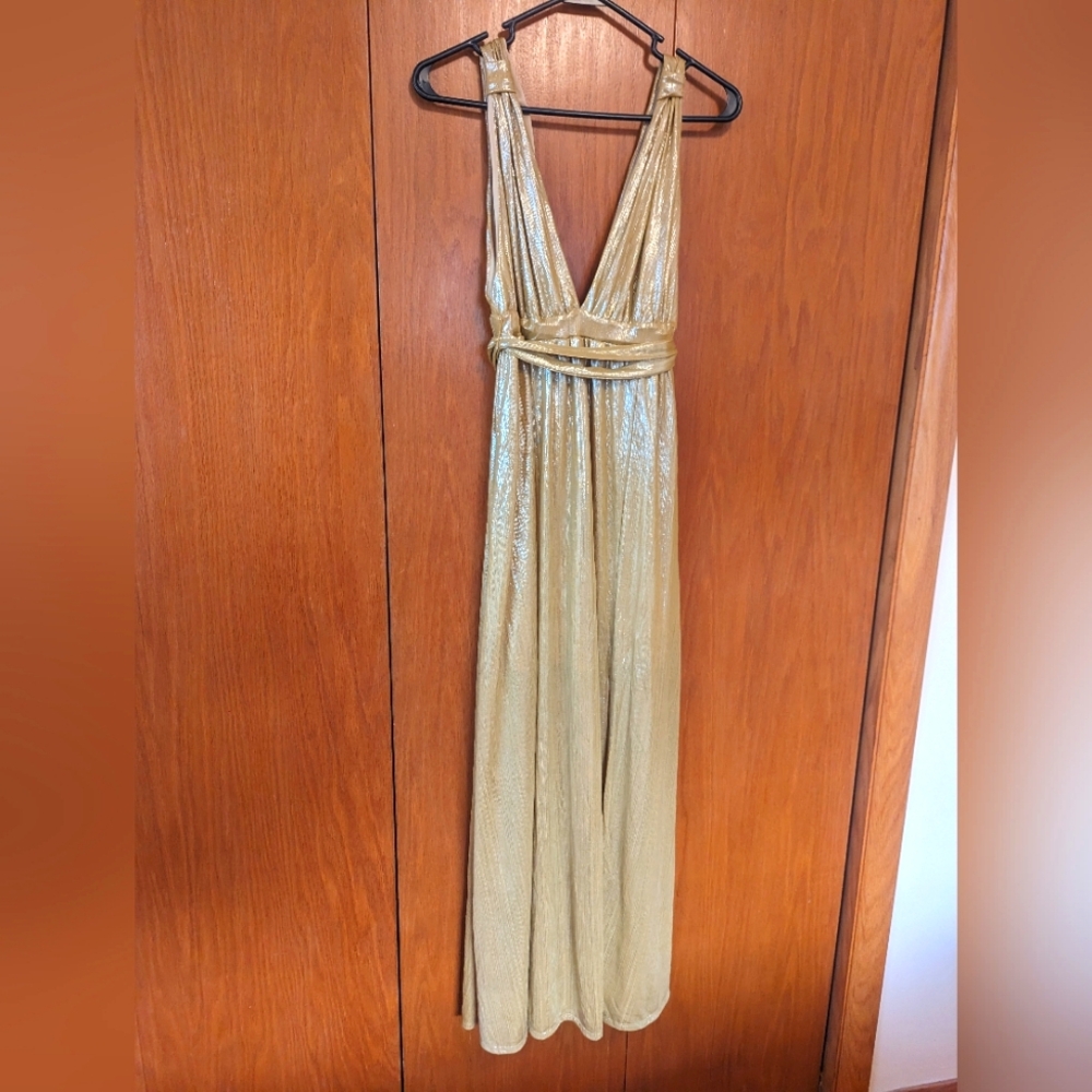 NWT Sincerely Jules Gold Maxi Dress Size Small